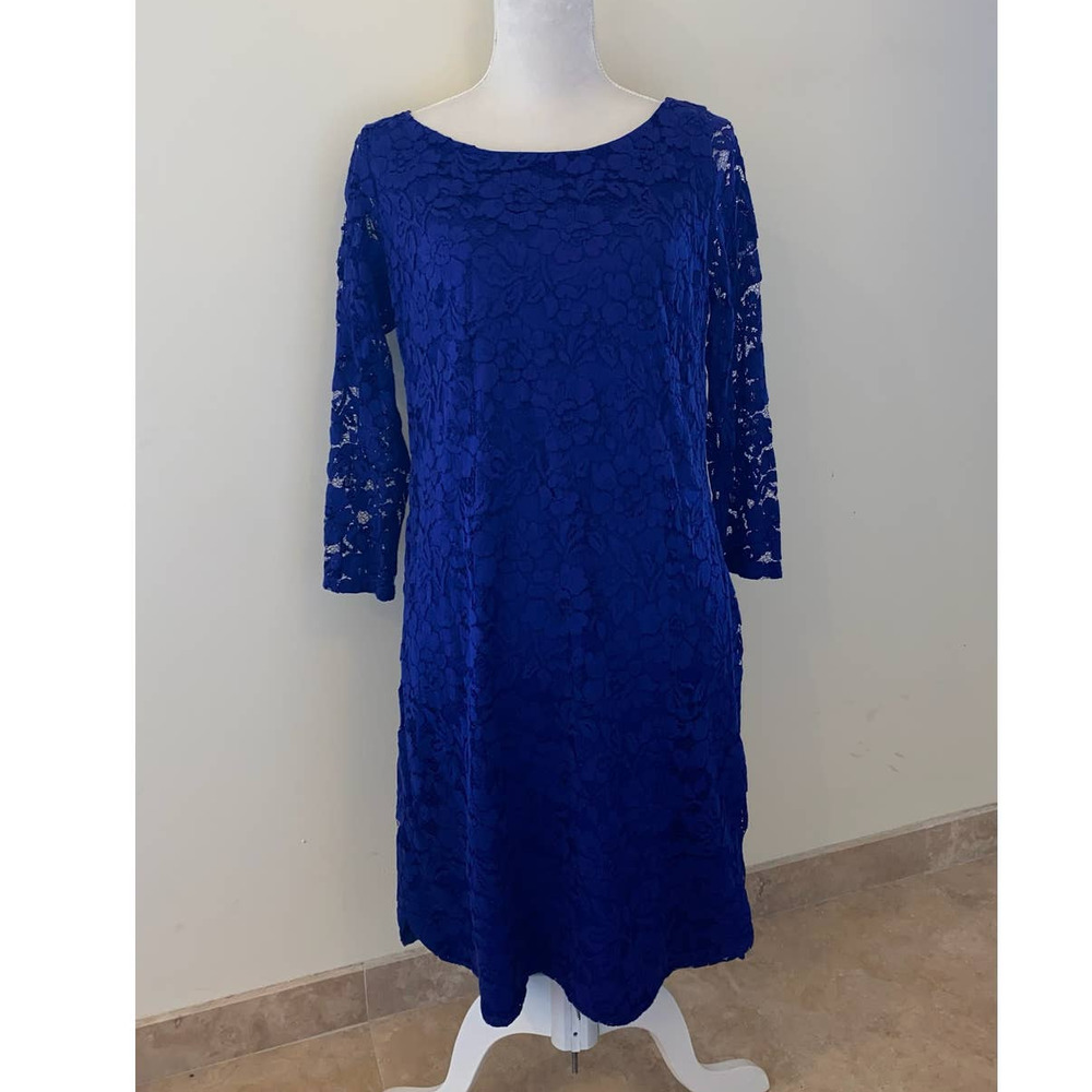 BLUE LACE DRESS VINCE CAMUTO SIZE 14